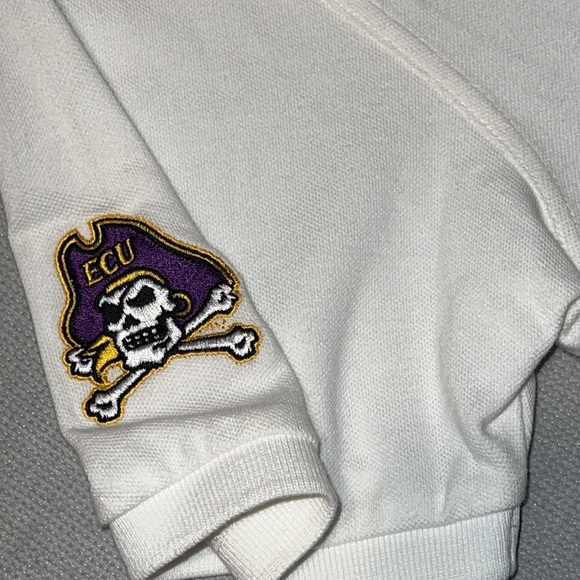 Southern Tide Men’s White Skipjack Polo w ECU Pirate Embroidery Patch, Small - Picture 7 of 9
